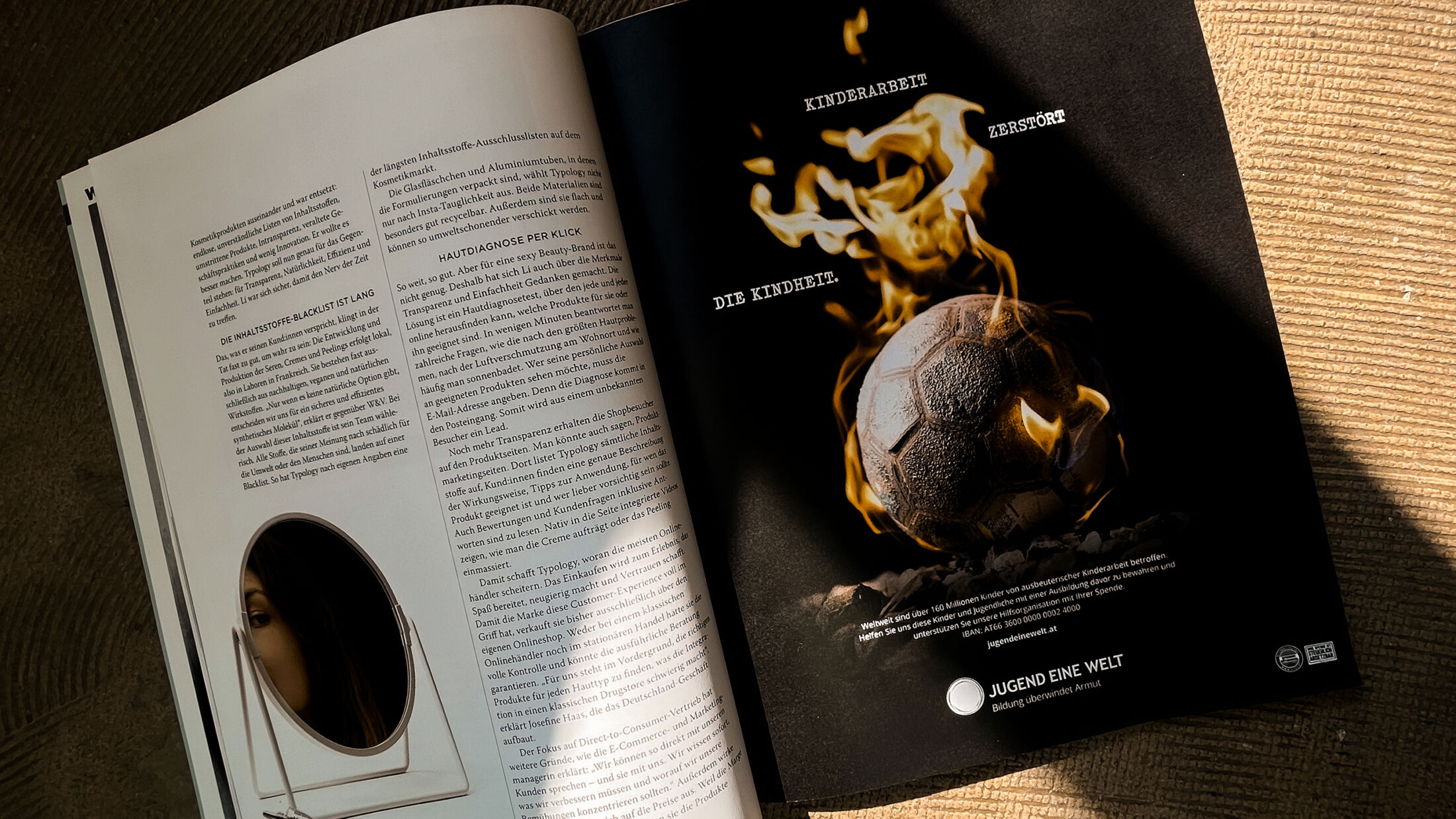 Jugend Eine Welt – Foto der Printanzeige; ©Studio FREUDE