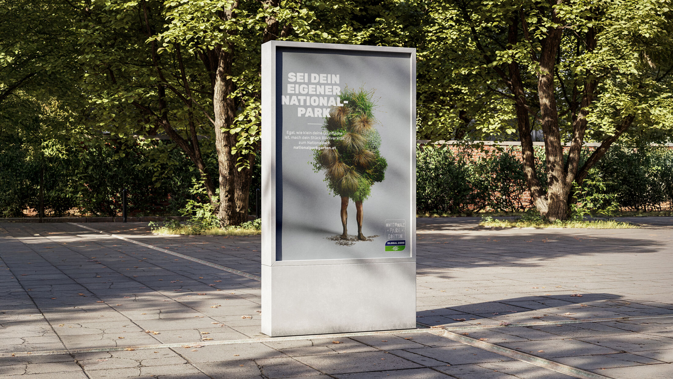 GLOBAL 2000 – Nationalpark Garten, Foto eines Citylights der Kampagne; ©Studio FREUDE