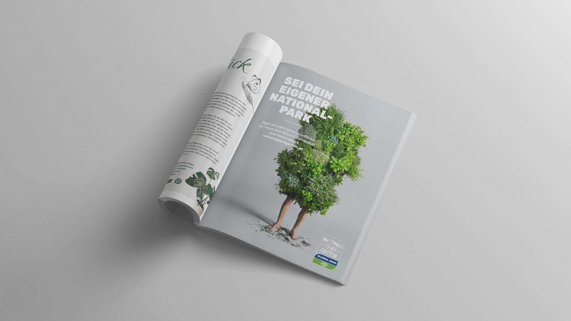 GLOBAL 2000 – Nationalpark Garten, Foto einer Printanzeiger der Kampagne; ©Studio FREUDE