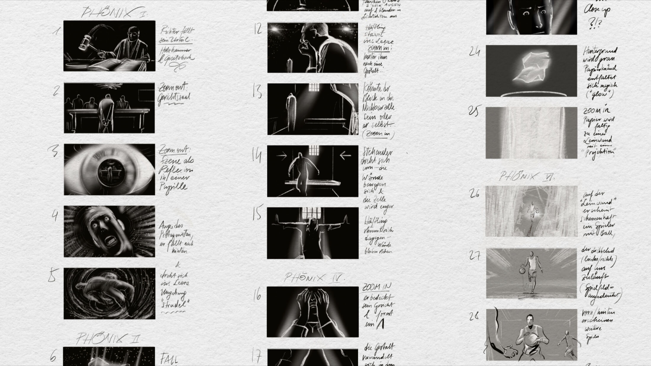 Phönix – Training for Life, Übersicht des Storyboards; ©Studio FREUDE