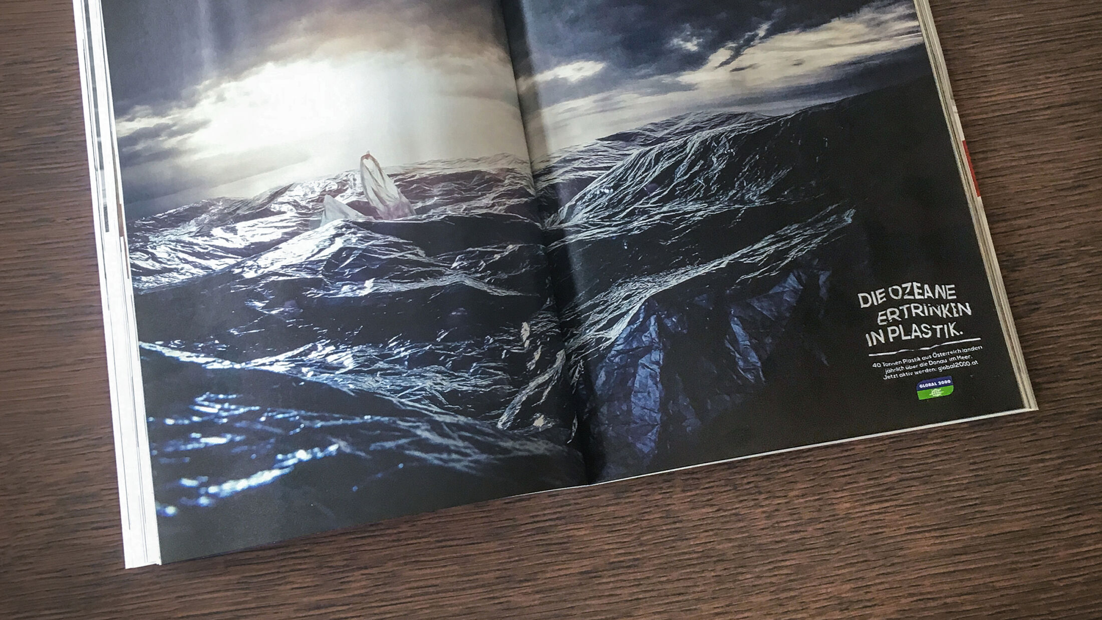 GLOBAL 2000 – PLASTIC OCEAN, Printanzeige der Kampagne; ©Studio FREUDE