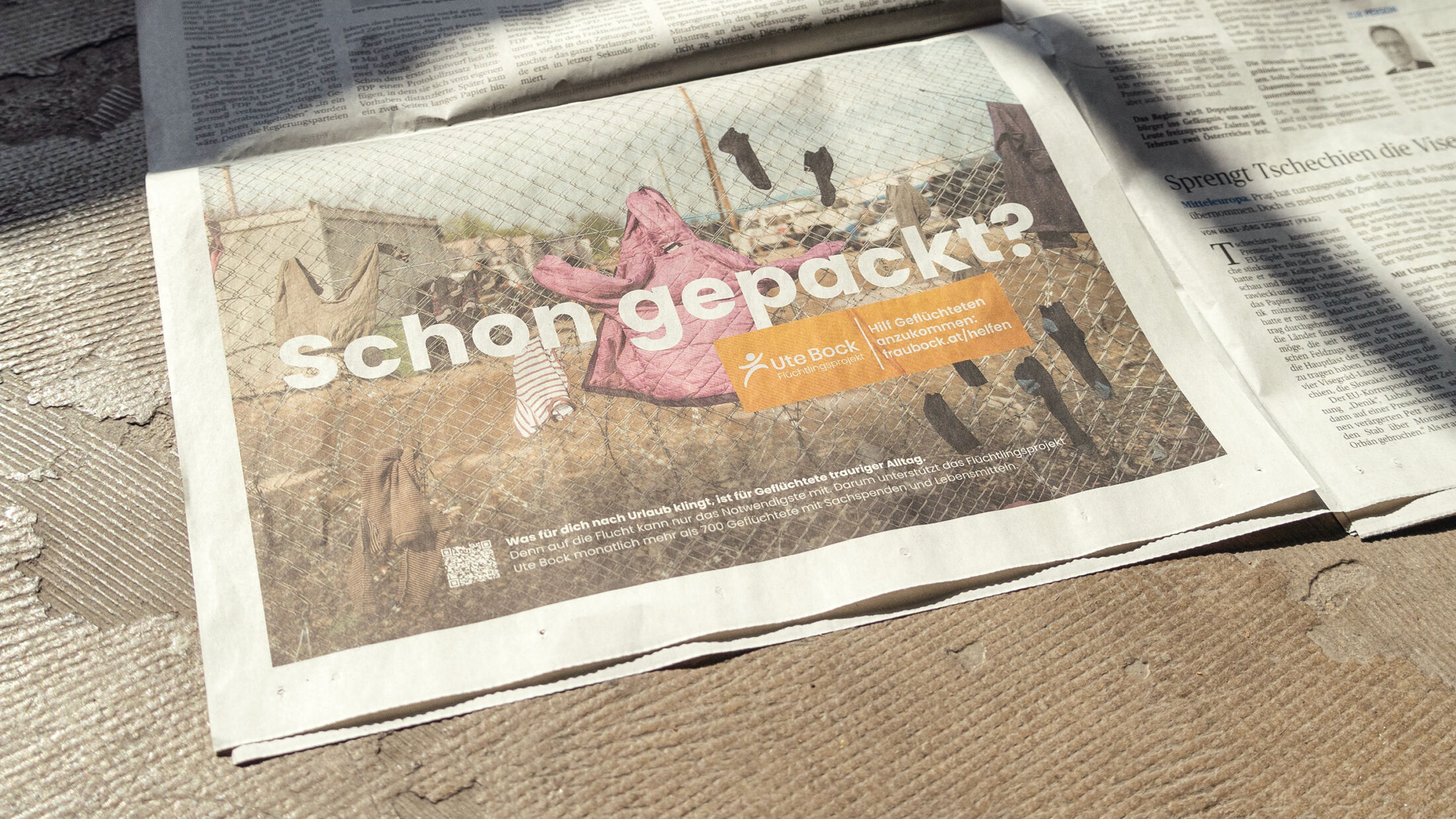 UTE BOCK, Sommerkampagne, Foto der Printanzeige „Schon gepackt?“; ©Studio FREUDE