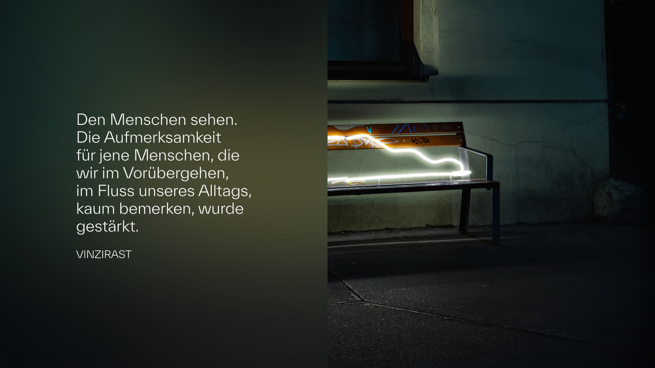VinziRast hilft auf. Seit 20 Jahren. Ein Zitat über die Wirkung des Projekts.; ©Studio FREUDE