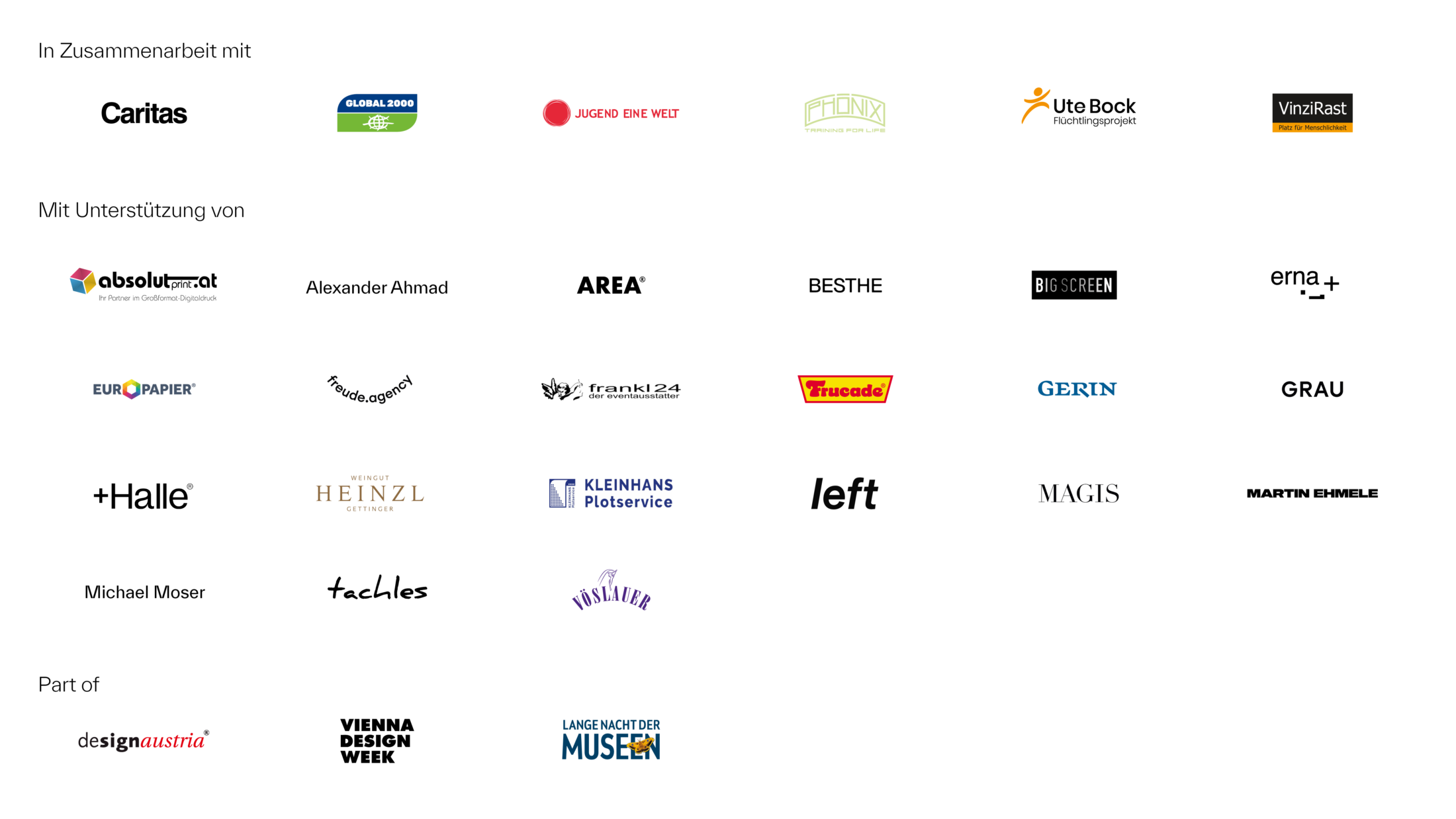 Auflistung all unsere Partner:innen & Unterstützer:innen